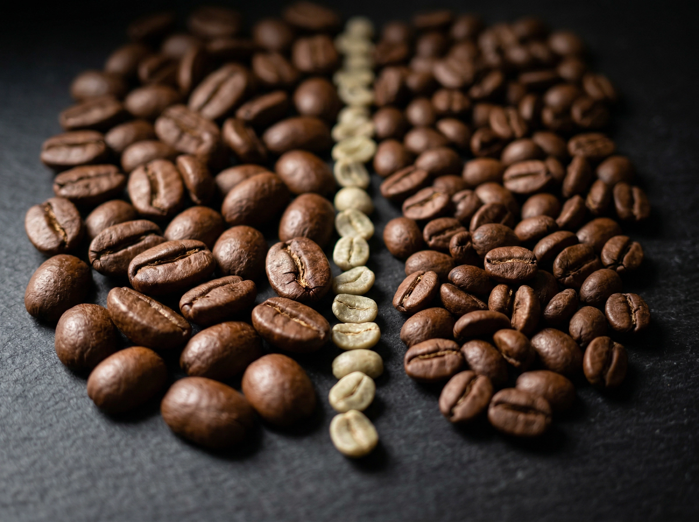 Comparison of Colombian Supremo and Excelso coffee bean sizes showing the grading difference
