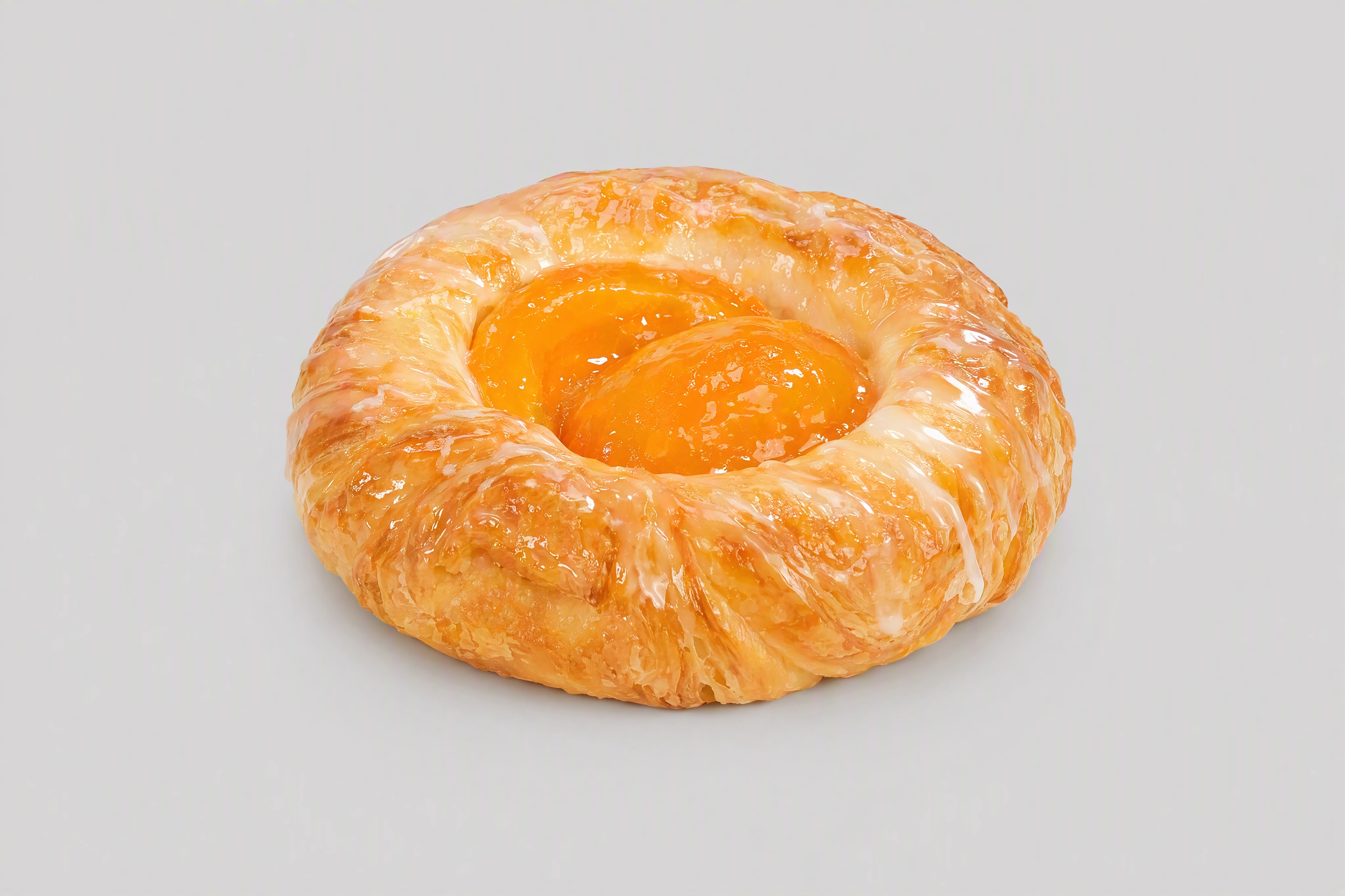 Plain brightly lit single danish centred on a neutral background, styled as a delivery app menu tile