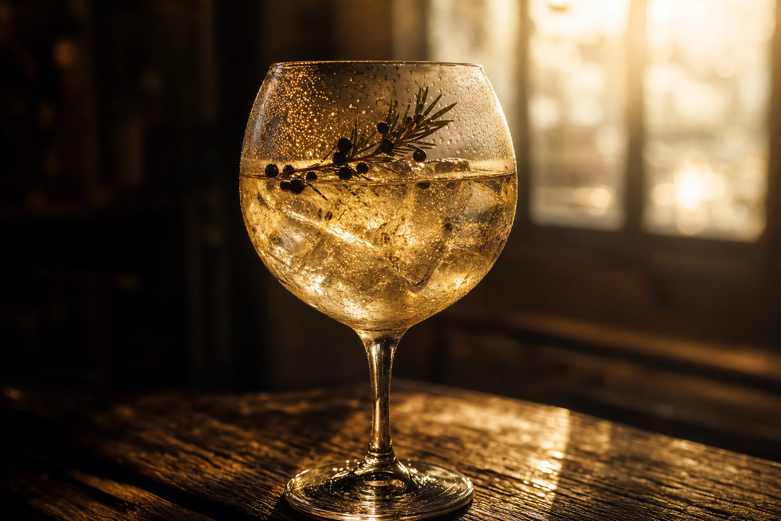 Backlit cocktail glass glowing amber as light passes through the transparent liquid — demonstrating drink photography backlight technique