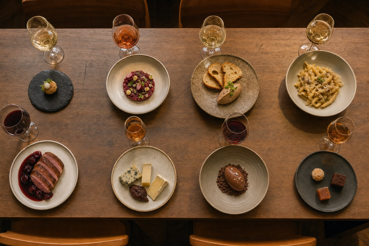 London tasting menu progression with eight plated courses showing fine dining photography needs