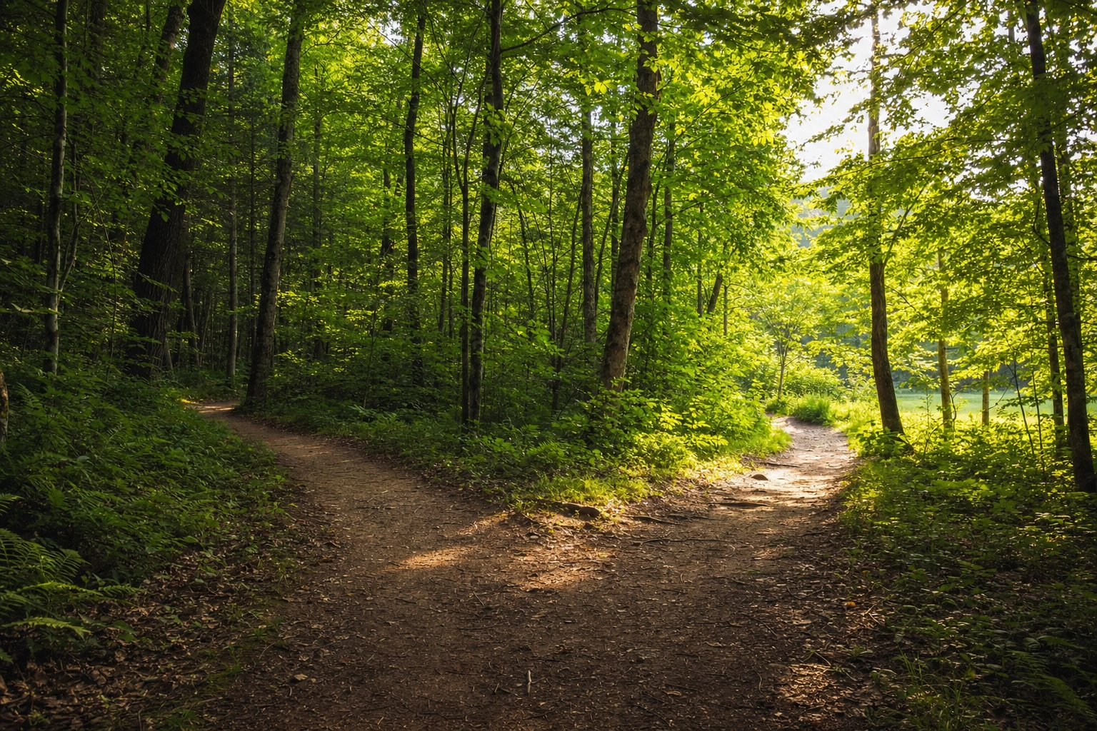 Forest trail forking into two paths, a metaphor for choosing the right speaking-practice tool for your language level