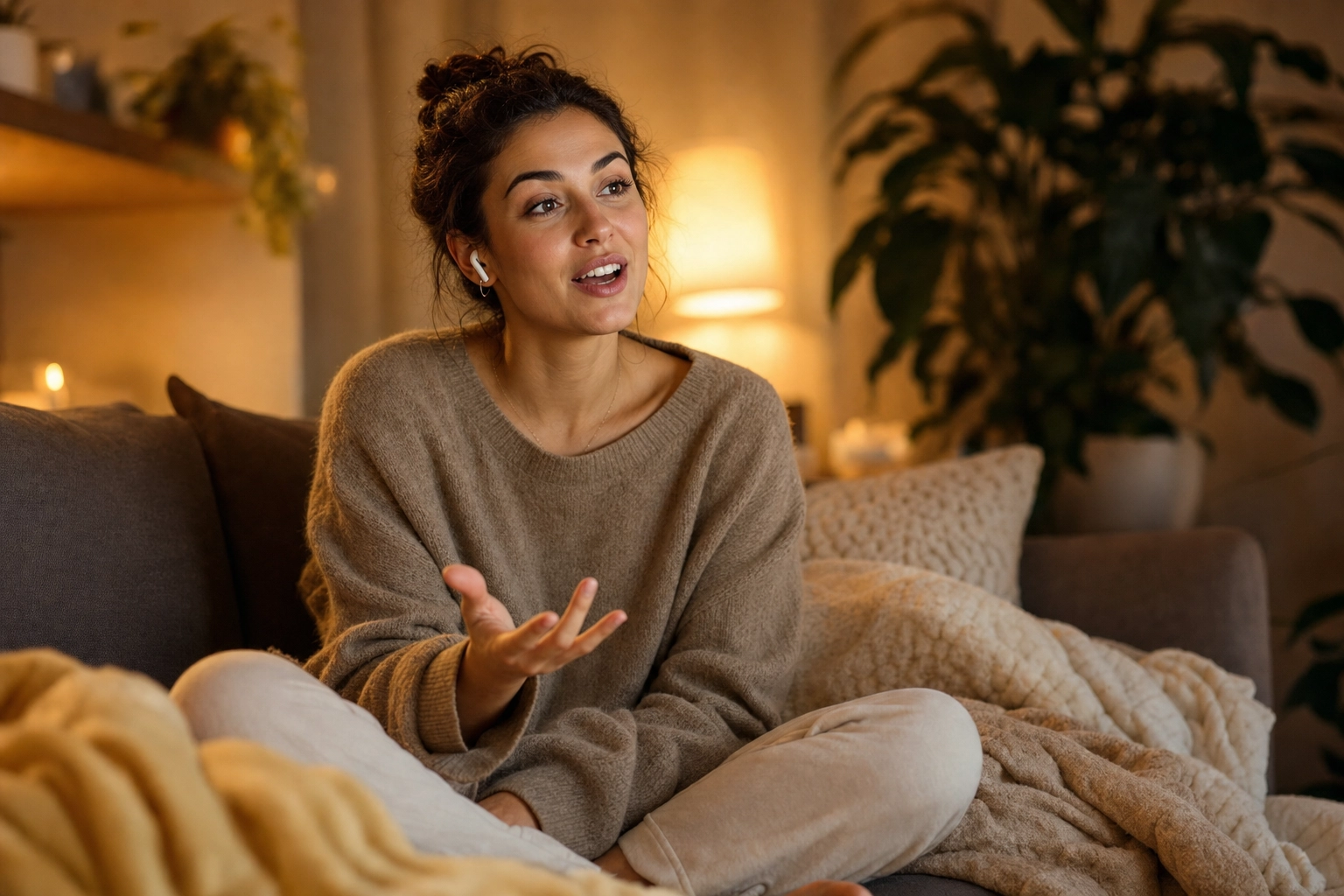 Selbstbewusstes Englisch-Sprechtraining zu Hause mit einer Konversations-App mit KI und In-Ear-Kopfhörern