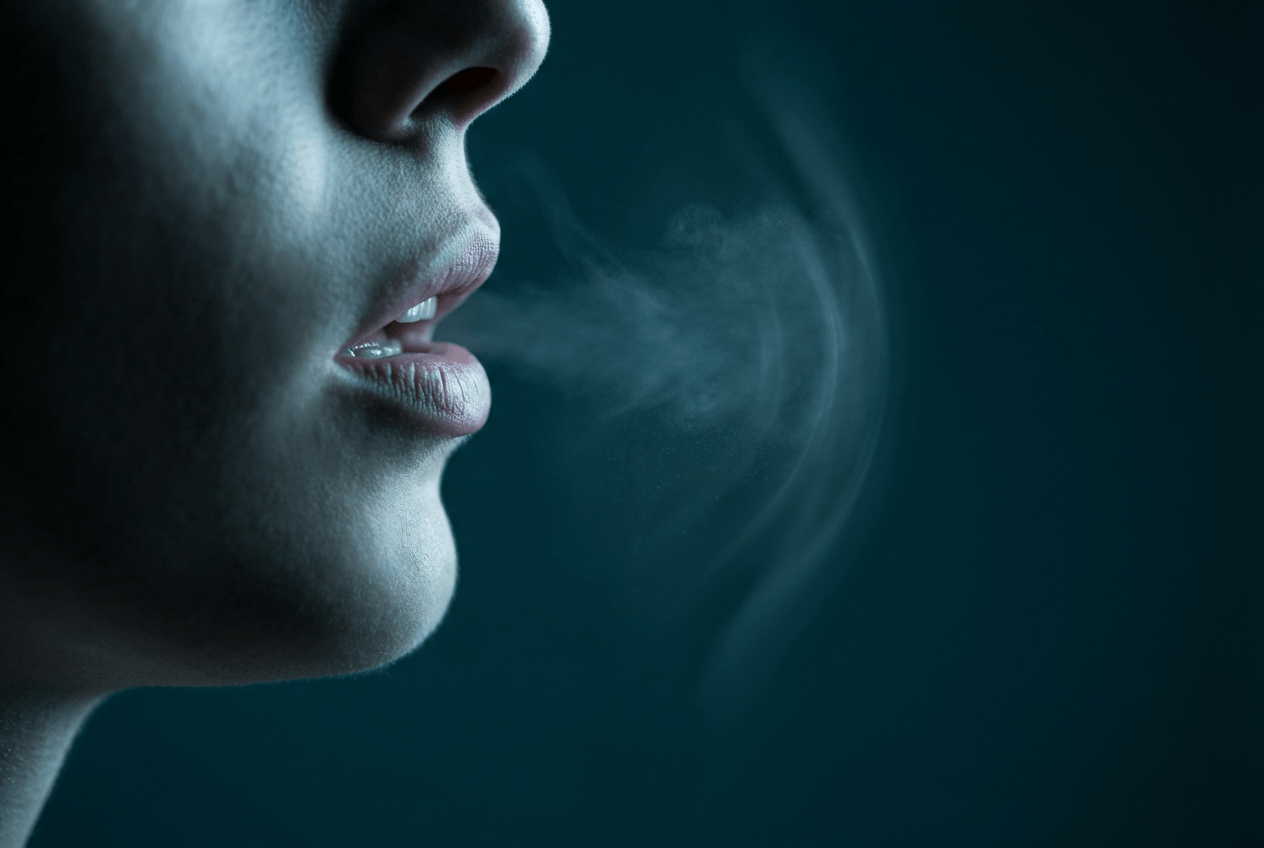 Close-up of mouth during English pronunciation practice showing speech articulation