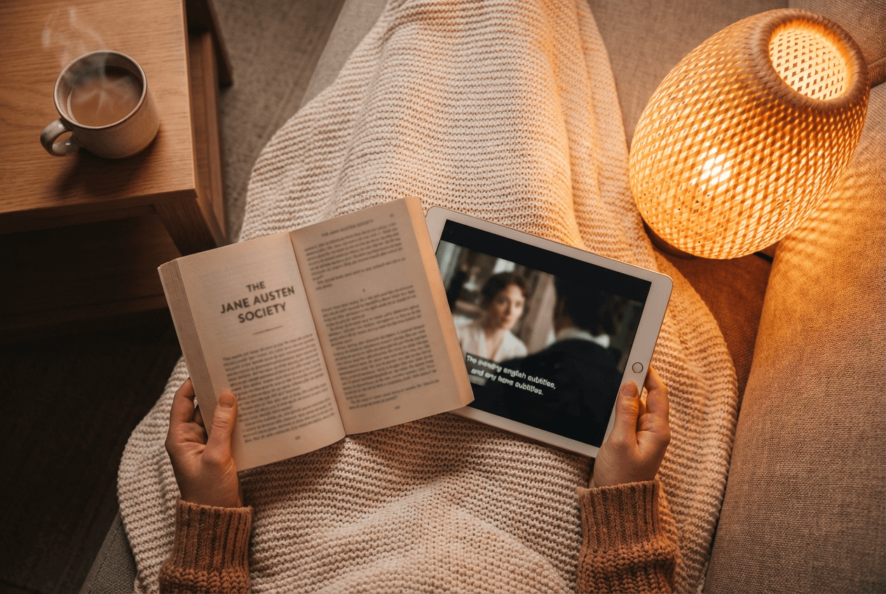 Building English vocabulary through reading books and watching shows with subtitles at home