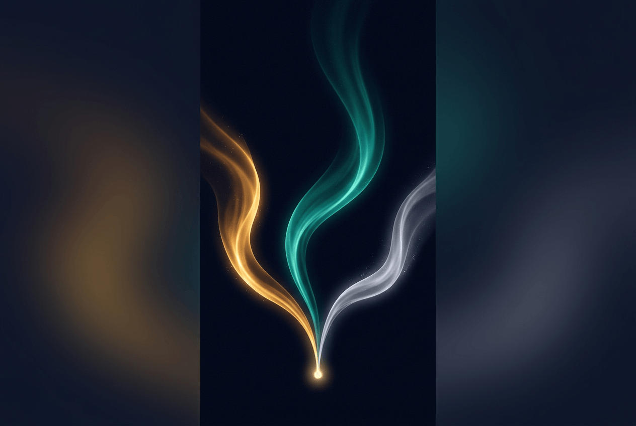 Abstract visualization of three Cambly alternative paths: AI apps, human tutors, and free options