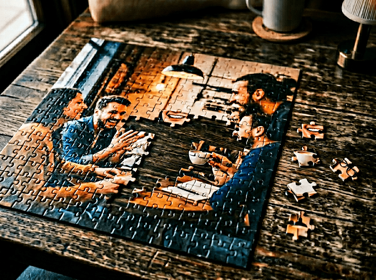 Incomplete jigsaw puzzle representing the five key features ChatGPT lacks for English language learning