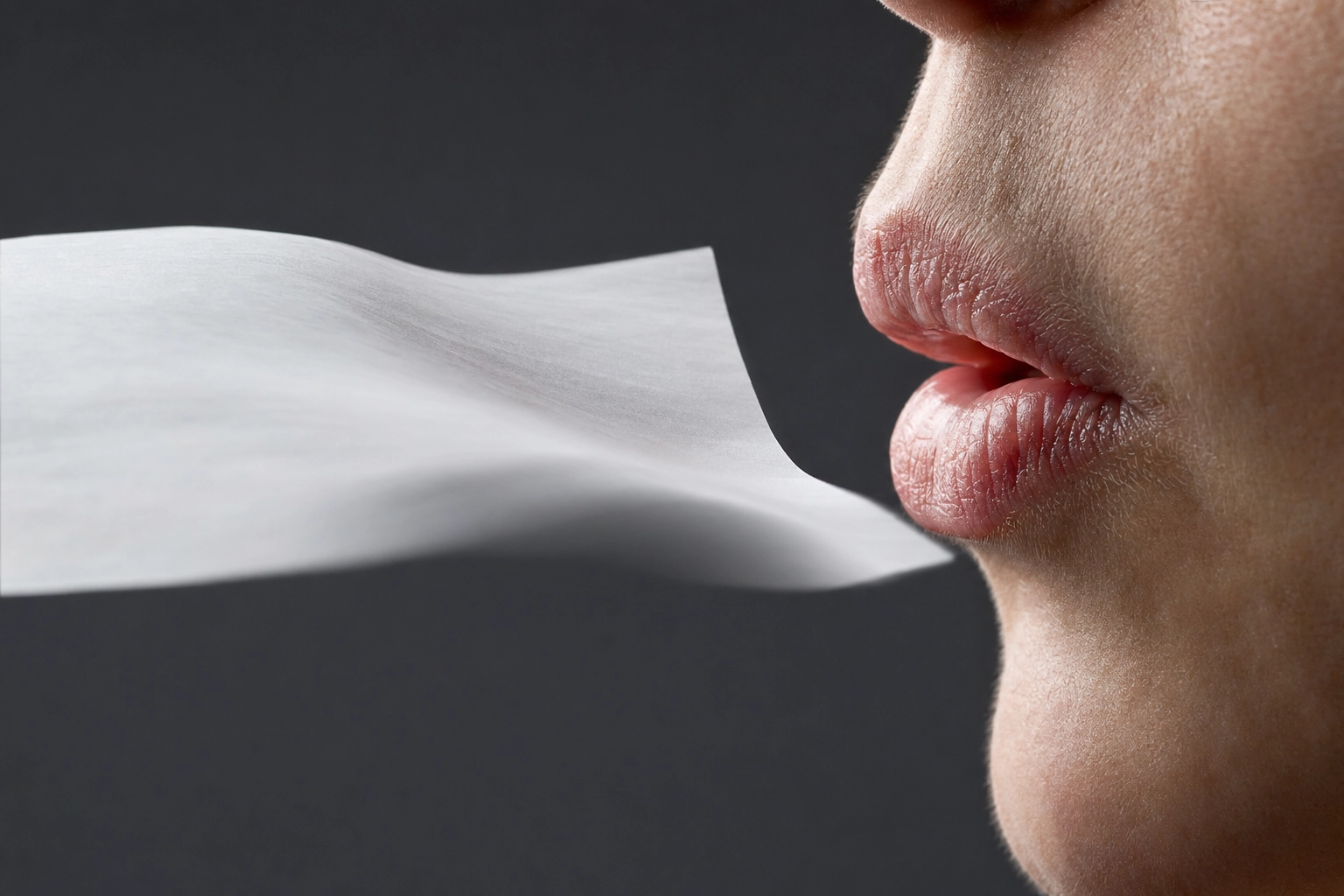 Paper test demonstrating the breath puff for English P sound versus B sound for Arabic speakers