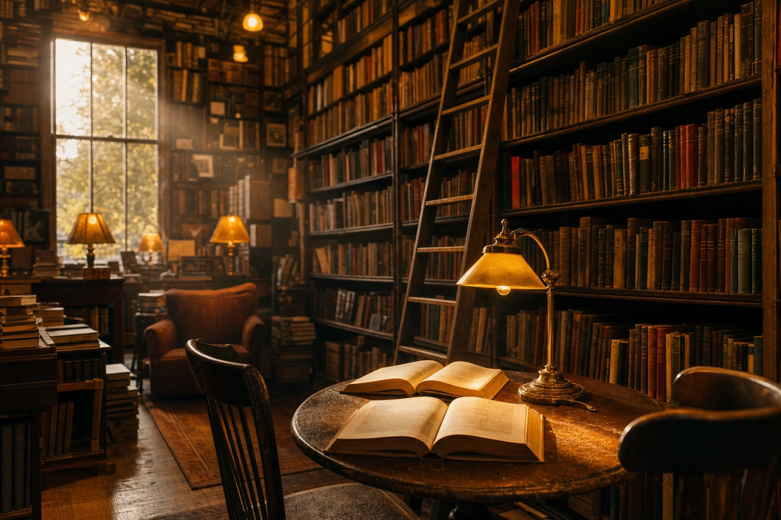 faux ami인 librairie와 library의 차이를 보여 주는 아늑한 독립 서점 내부
