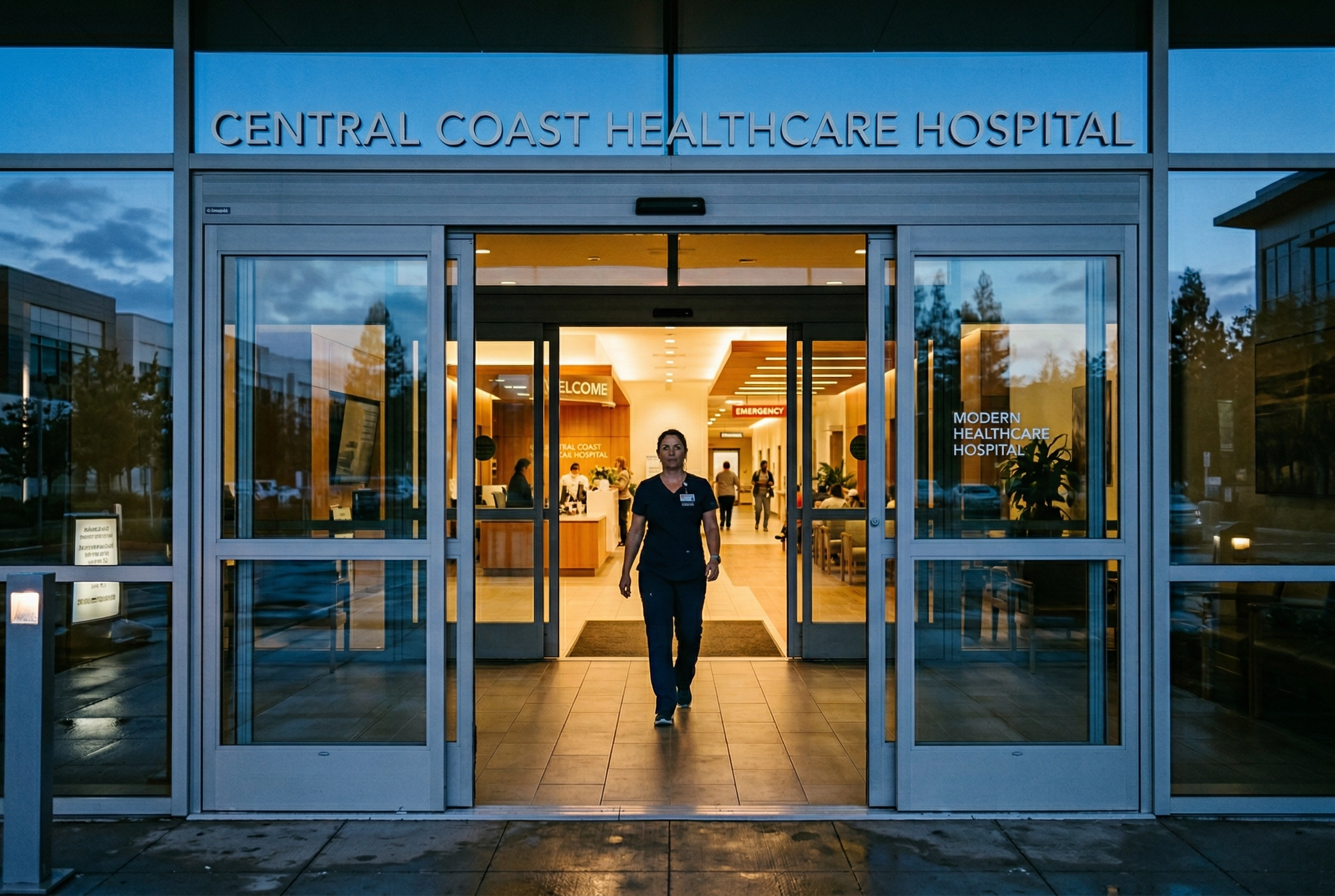 Healthcare professional entering English-speaking hospital ready for confident communication
