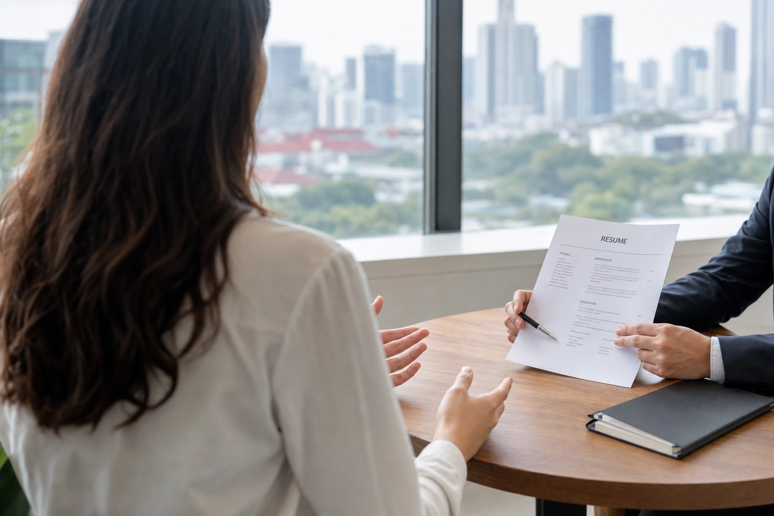 Candidate answering behavioral interview question using STAR method during a tech job interview