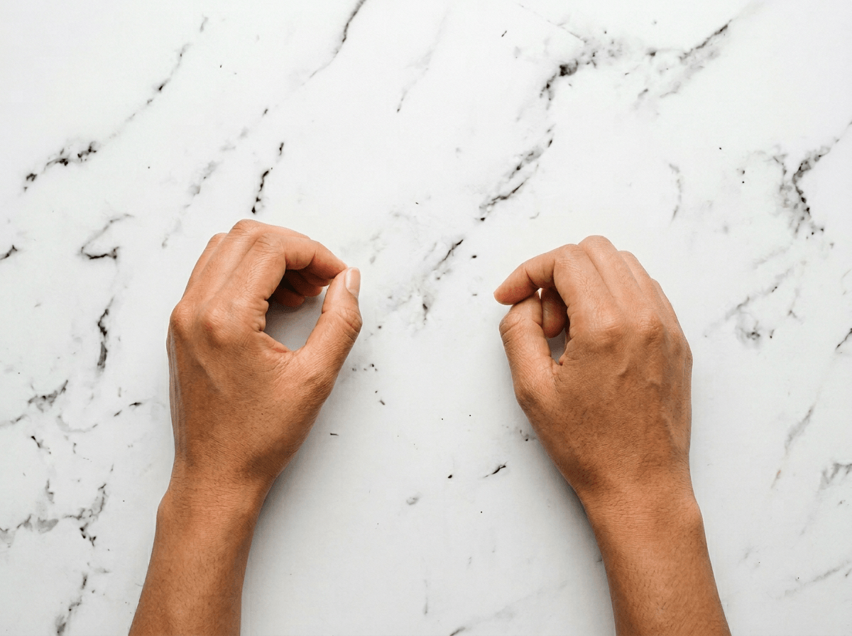 Hand positions demonstrating the difference between B and V sounds in English pronunciation