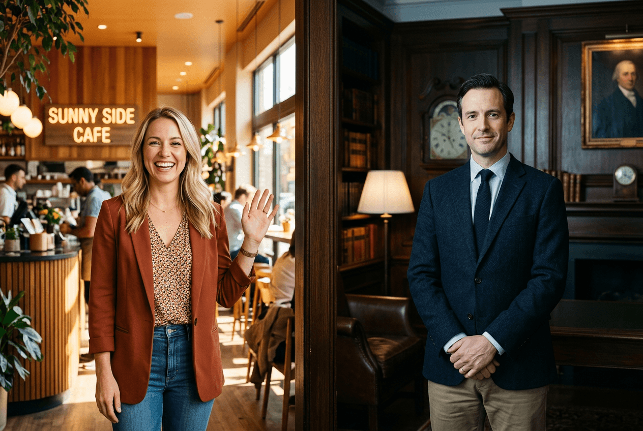 Visual comparison of American versus British introduction customs and cultural greeting styles