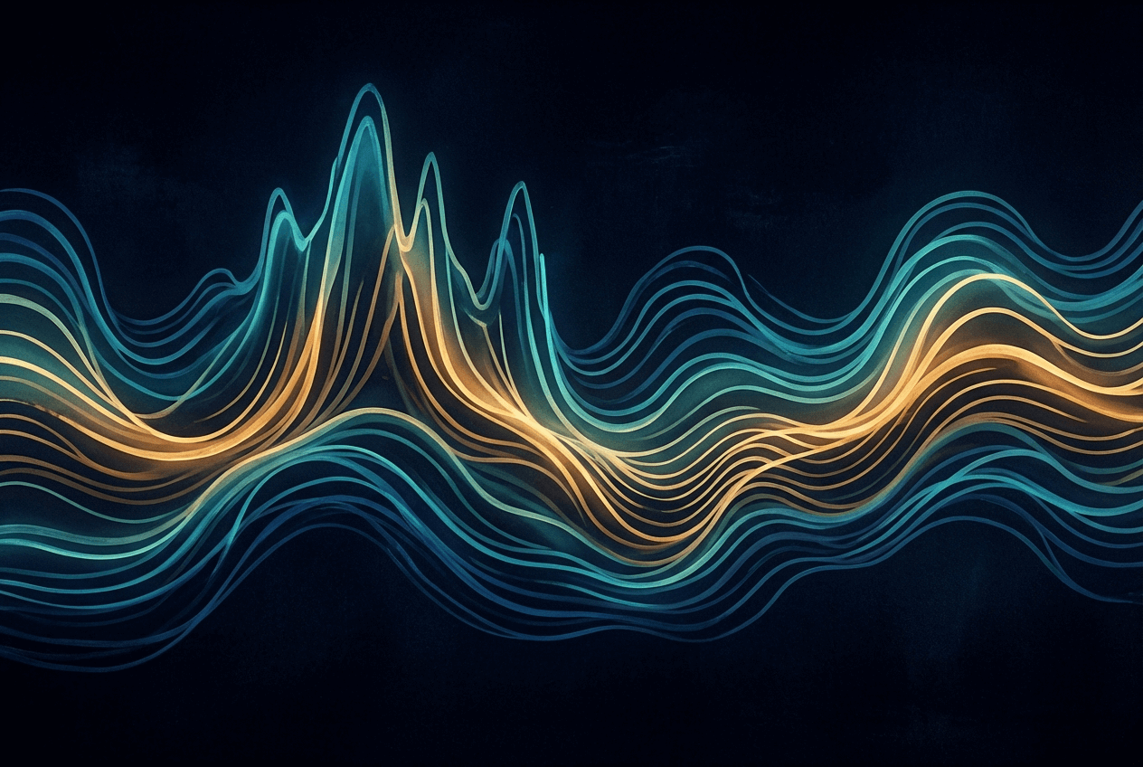 Abstract visualization of American English intonation patterns showing stress-timed speech rhythm